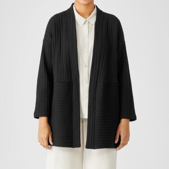 Eileen Fisher Jackets & Blazers - Eileen Fisher Organic Cotton Channels High Collar Jacket in Black